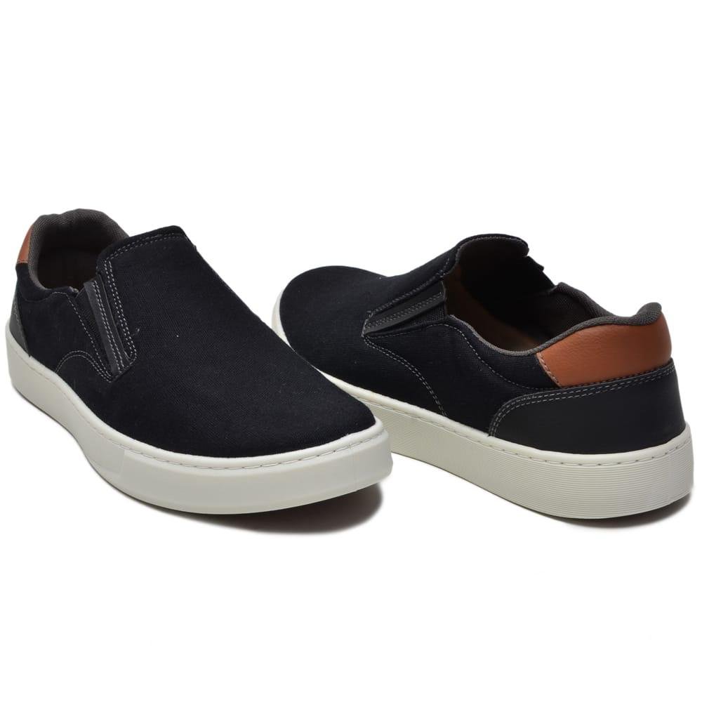 Tênis Slip On Liso Basico Masculino com Elastico e Sola Borracha Costurada Preto 2