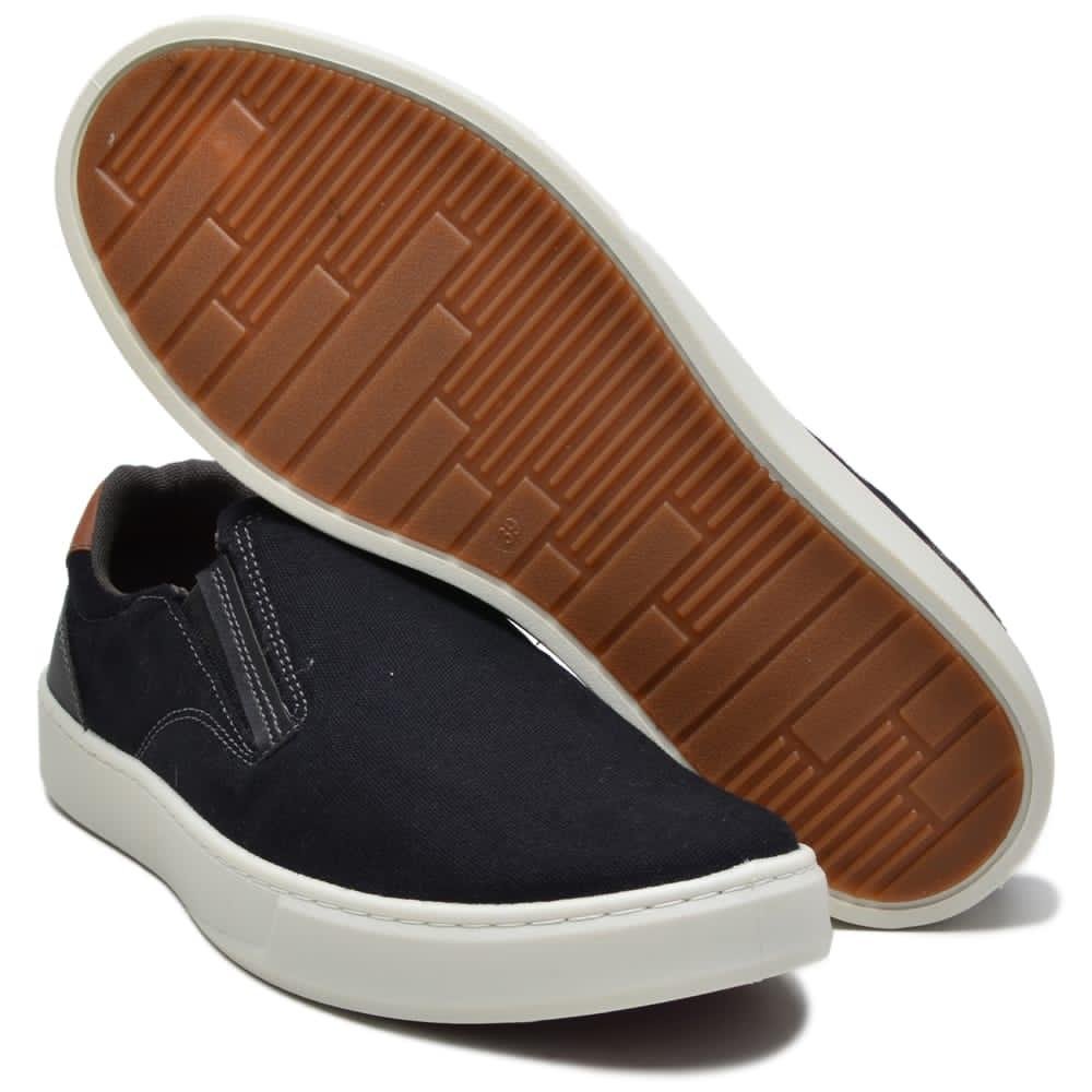 Tênis Slip On Liso Basico Masculino com Elastico e Sola Borracha Costurada Preto 4