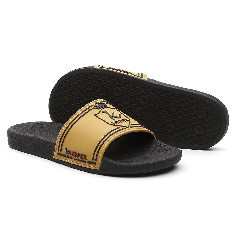 Chinelo Casual Confortavel Kreeper Aberto com Tira Larga Detalhada e Sola Leve Marrom 1