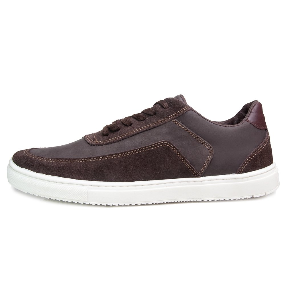 Tênis Casual M&D Store Com Detalhes De Recortes Em Seu Cabedal Marrom 4