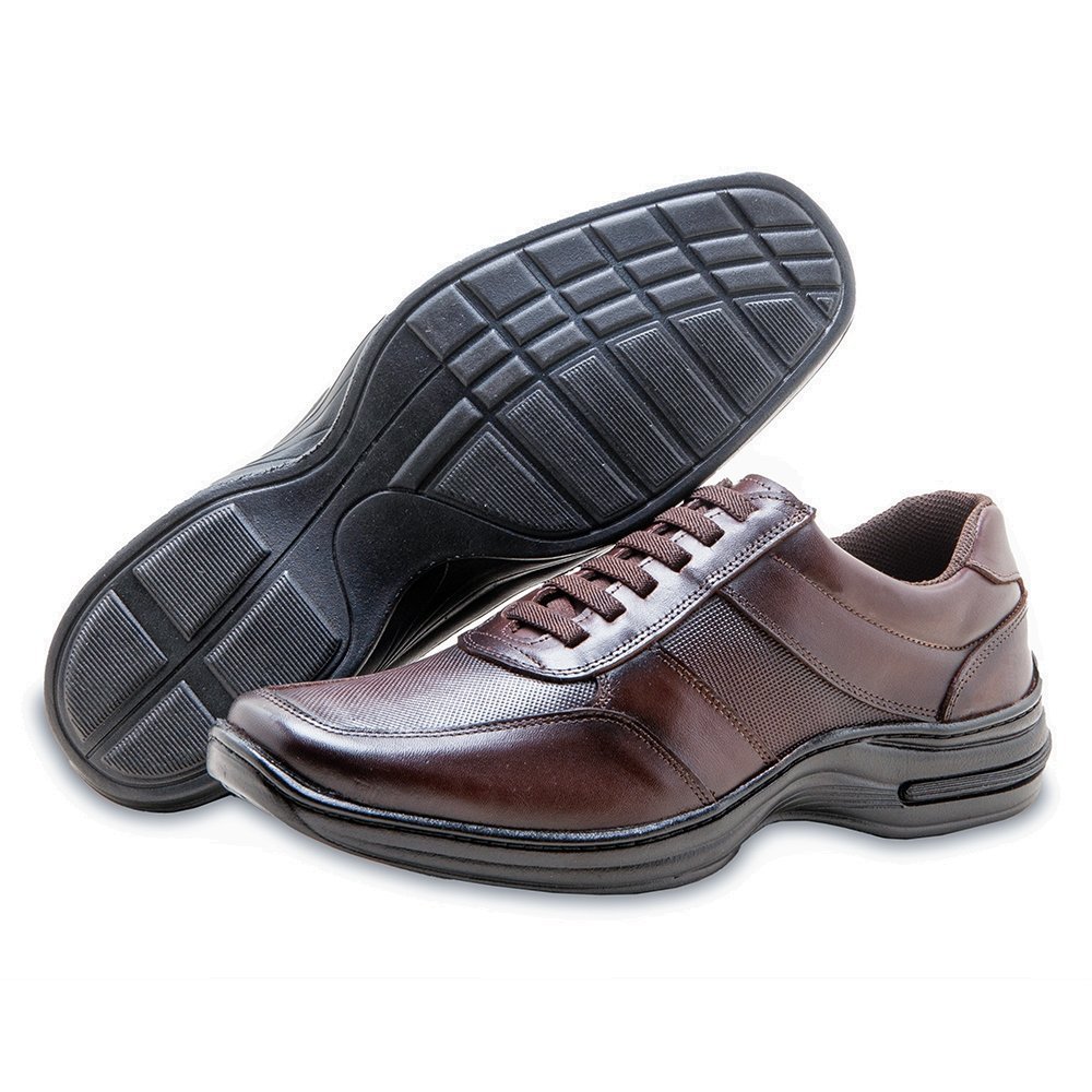 Sapato Casual Conforto M&D Store Detalhes Recortes e Com Cadarço Marrom 2