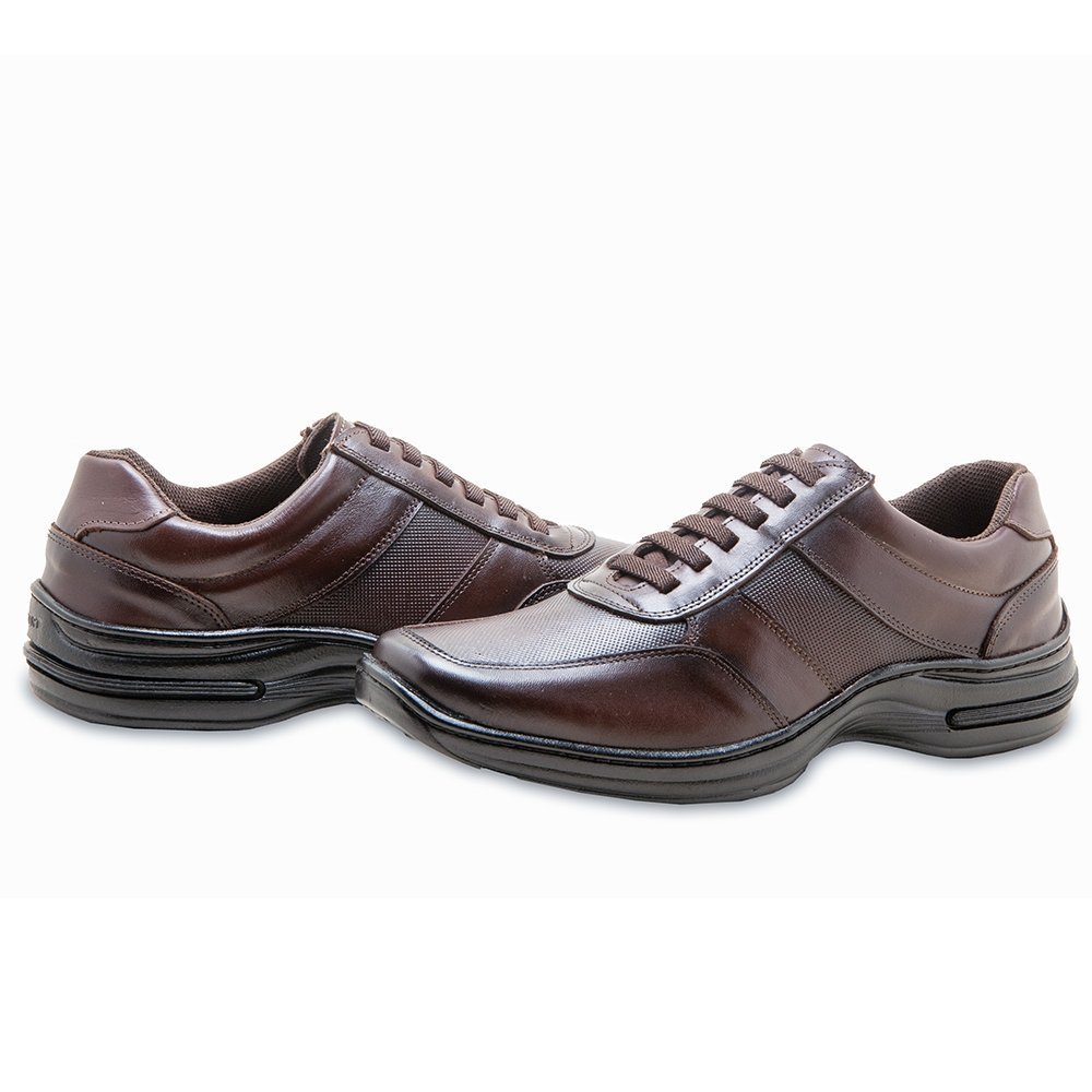 Sapato Casual Conforto M&D Store Detalhes Recortes e Com Cadarço Marrom 3