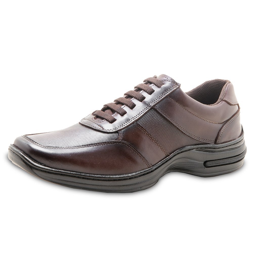 Sapato Casual Conforto M&D Store Detalhes Recortes e Com Cadarço Marrom 4