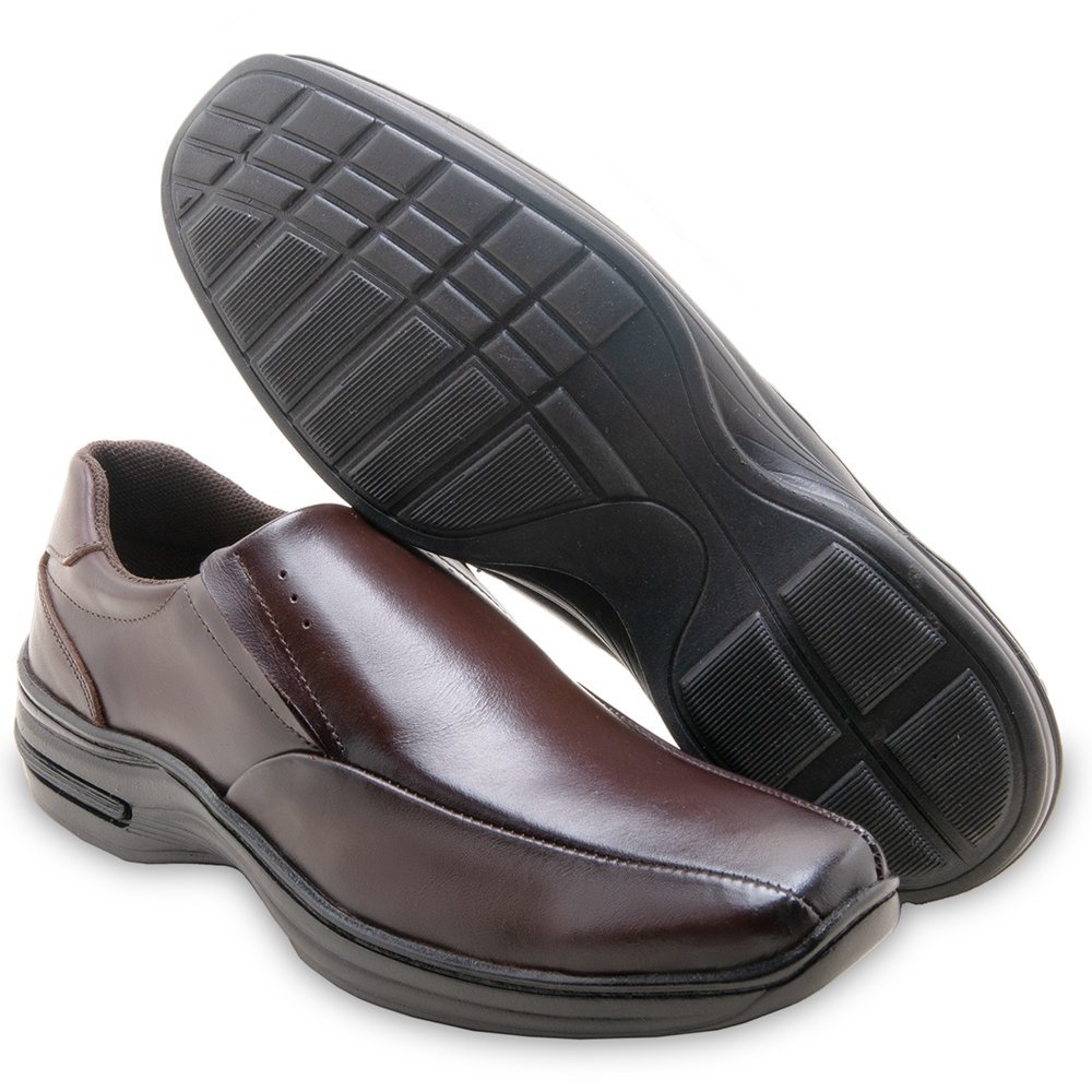 Sapato Casual Em Couro Ultra Conforto M&D Store Sola Costurada Marrom 2