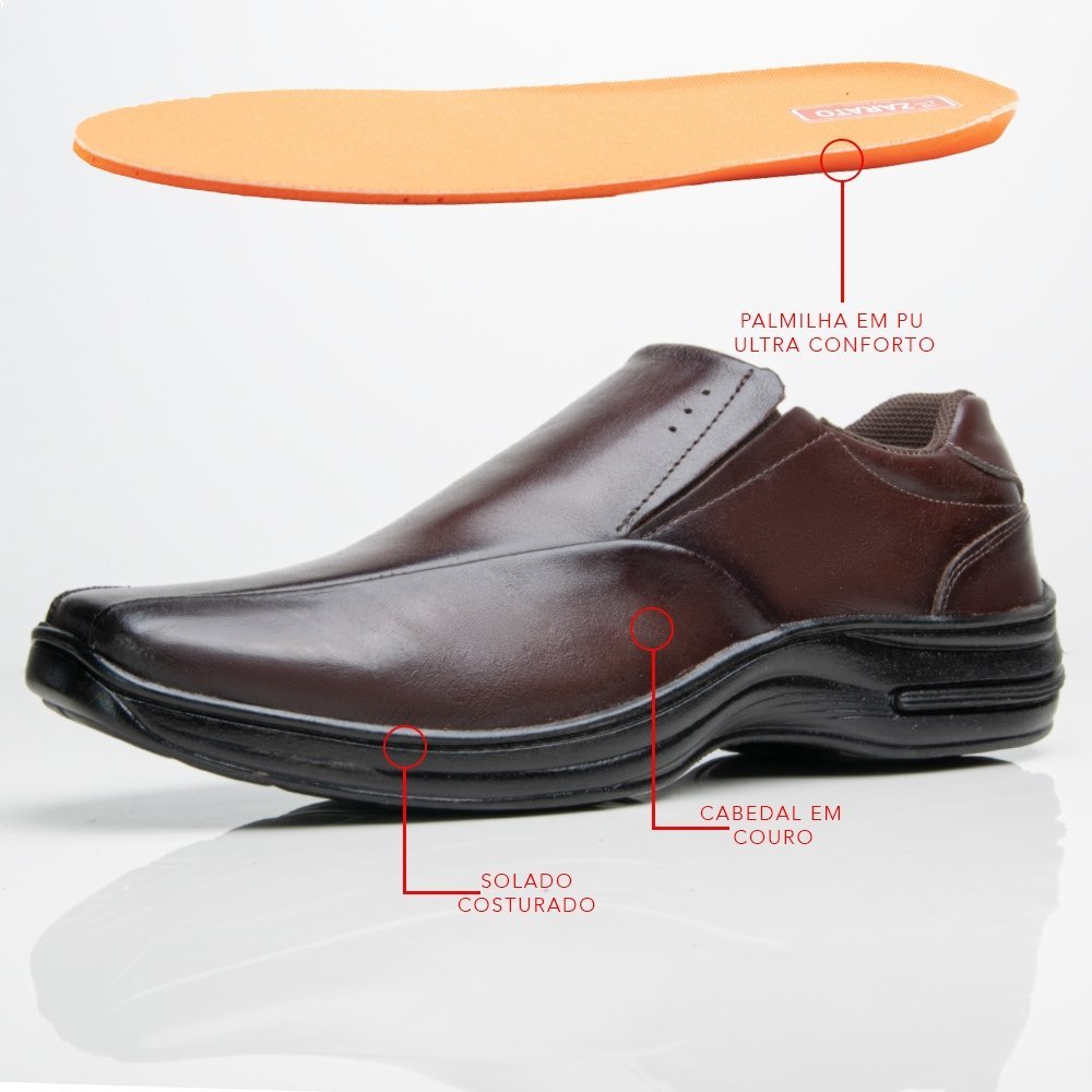 Sapato Casual Em Couro Ultra Conforto M&D Store Sola Costurada Marrom 4