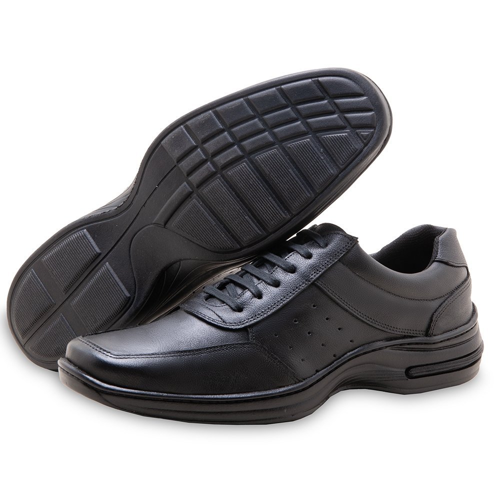 Sapato Casual M&D Store Com Cadarço Sola Macia E Costurada Preto 3