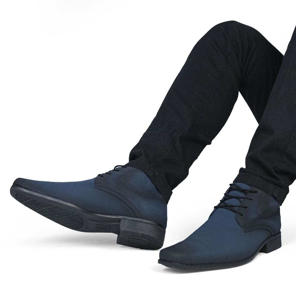 Bota Casual Cano Curto Com Cadarço M&D Store Básica e Estilosa Azul 4