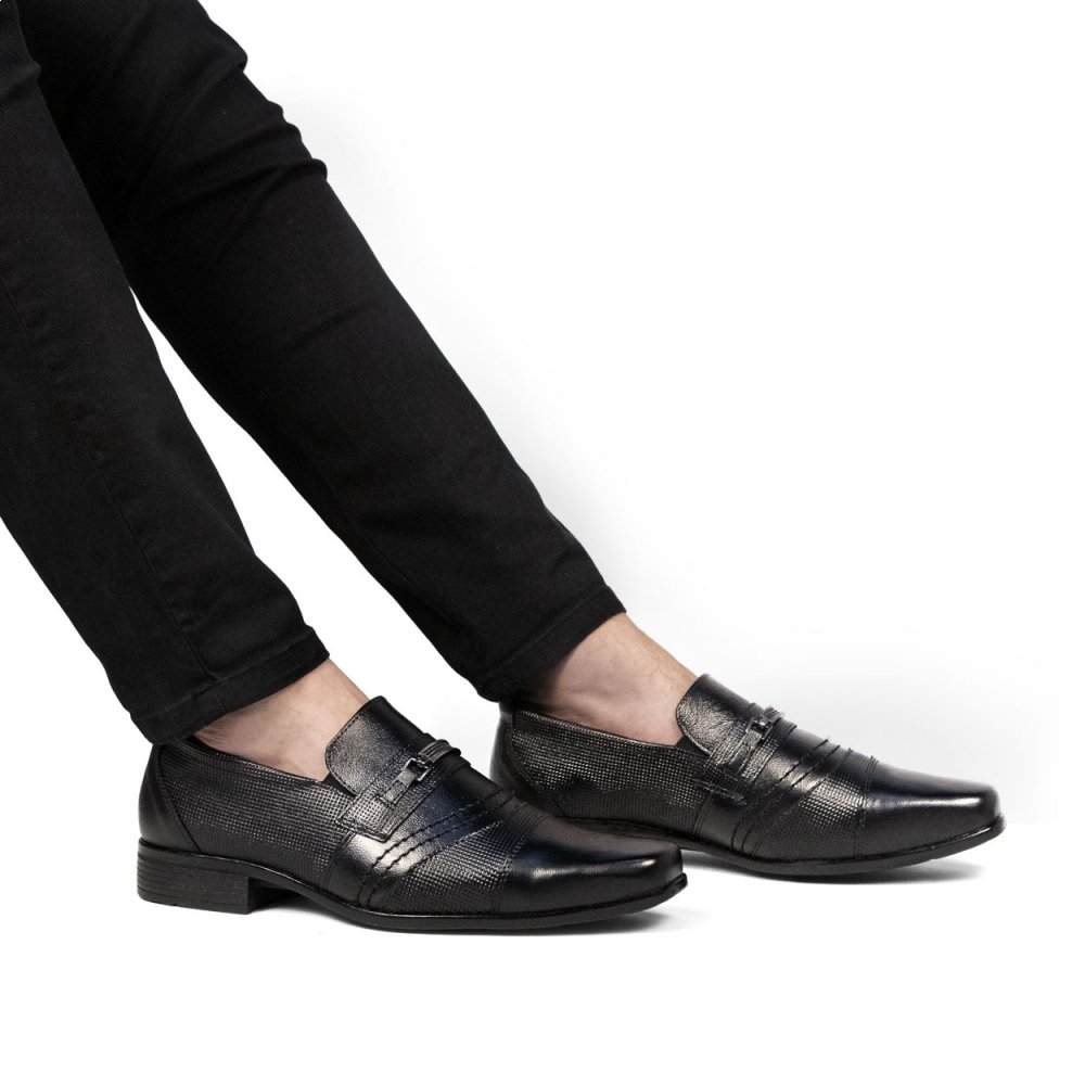 Sapato Social Conforto e Estilo Sempre M&D Store Costura Aparente Preto 3