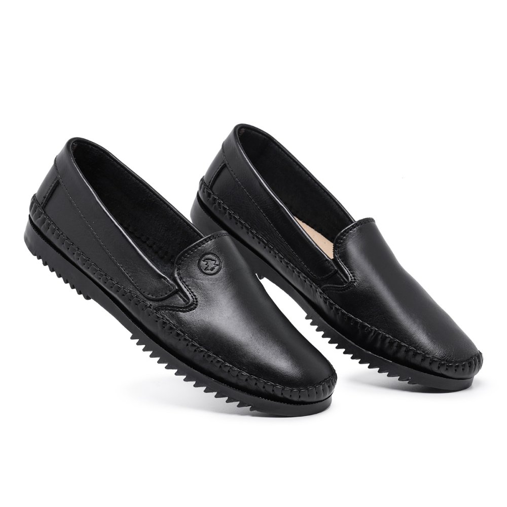 Mocassim Passeio Casual Masculino Sola Borracha Macia Costura Reforçada Preto 2