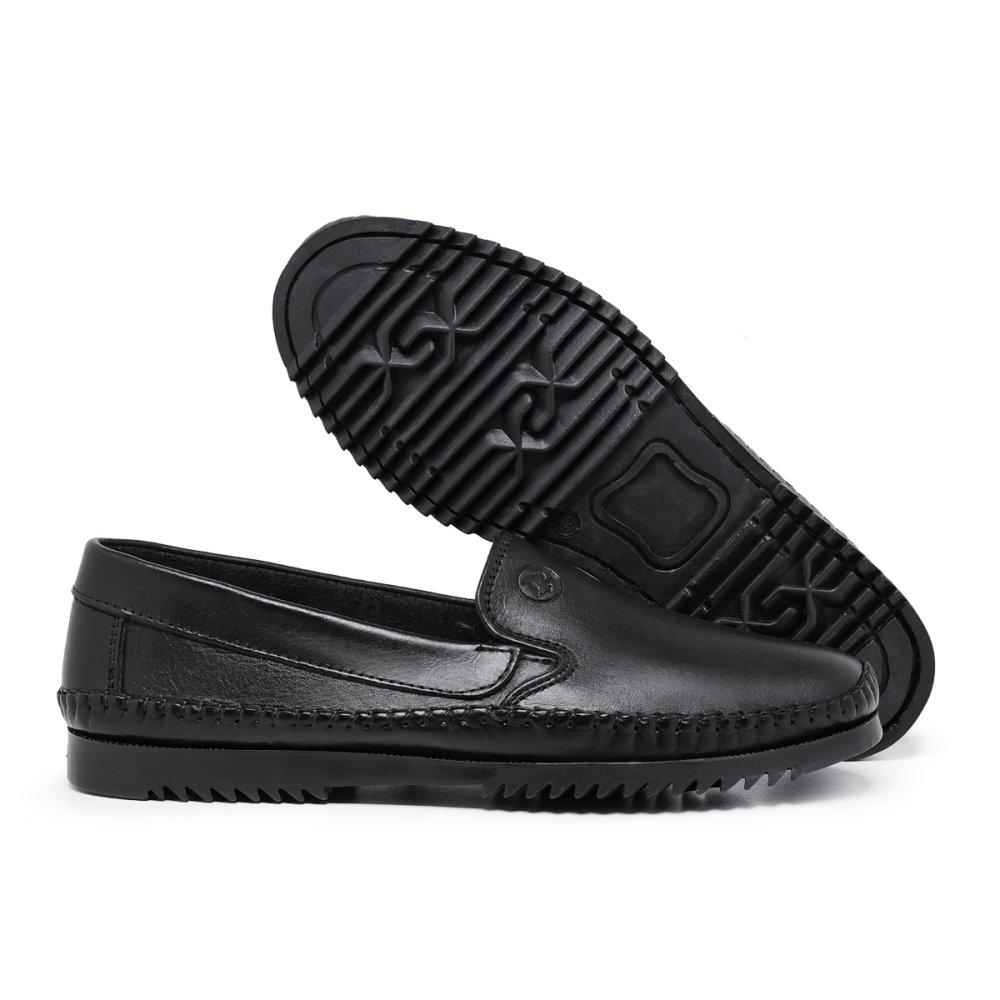 Mocassim Passeio Casual Masculino Sola Borracha Macia Costura Reforçada Preto 3