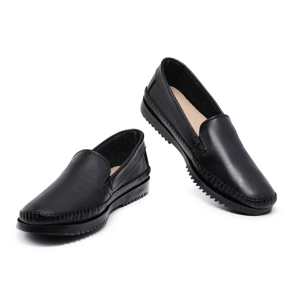 Mocassim Passeio Casual Masculino Sola Borracha Macia Costura Reforçada Preto 4
