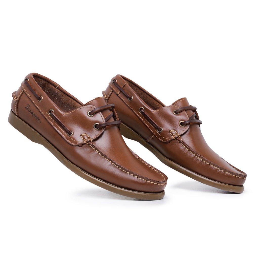 Mocassim Dockside Liso Masculino Em Couro Sola Macia Costura Reforçada Estiloso Marrom 2