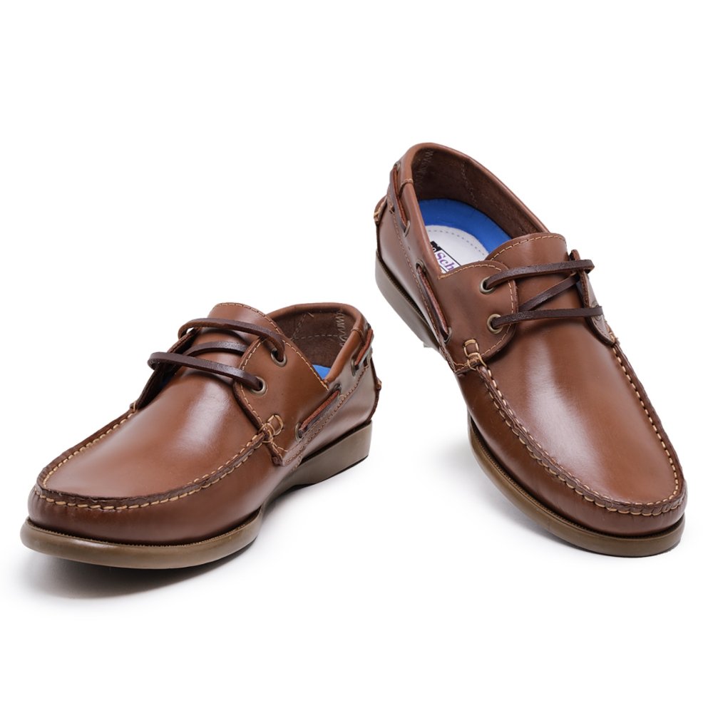 Mocassim Dockside Liso Masculino Em Couro Sola Macia Costura Reforçada Estiloso Marrom 3