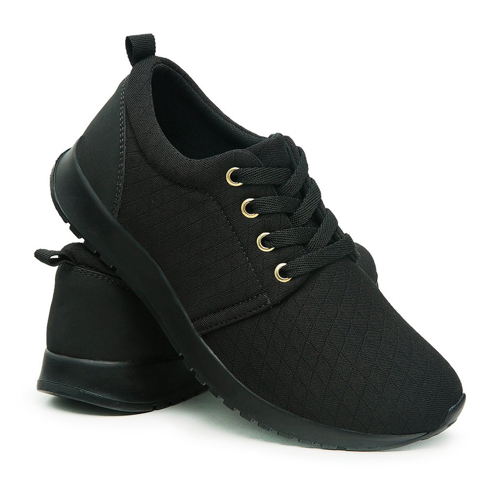 Tênis Moda Casual Feminino Sola Borracha Macia e Leve Para Dia a Dia Preto 2