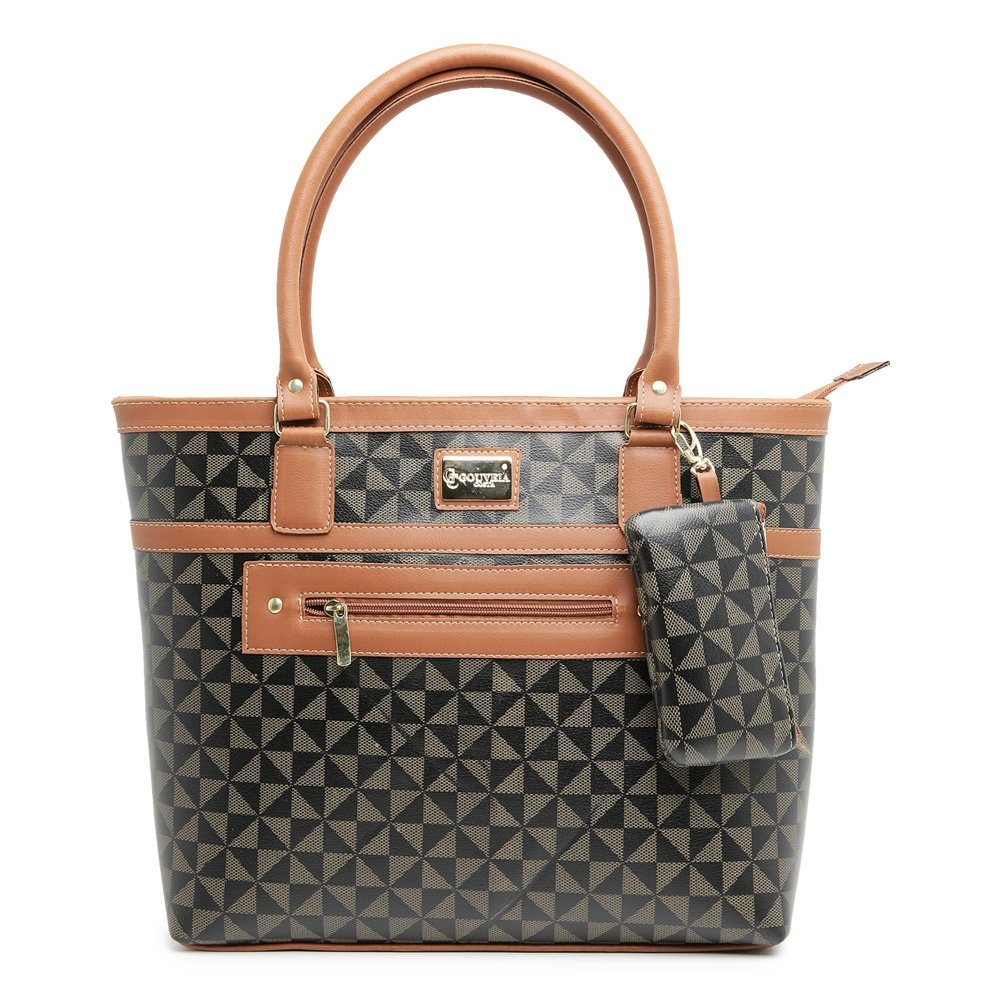 Bolsa Media Feminina Espaçosa Com Porta Moedas Estilosa Mulheres Elegante Tendencia Preto 4