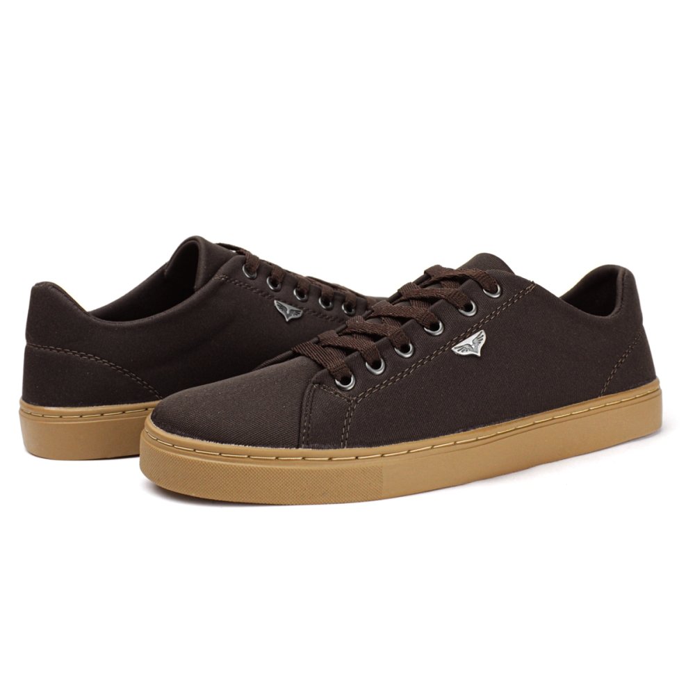 Sapatênis Casual Básico Masculino Cadarço Design Moderno Sola Reta Marrom 4