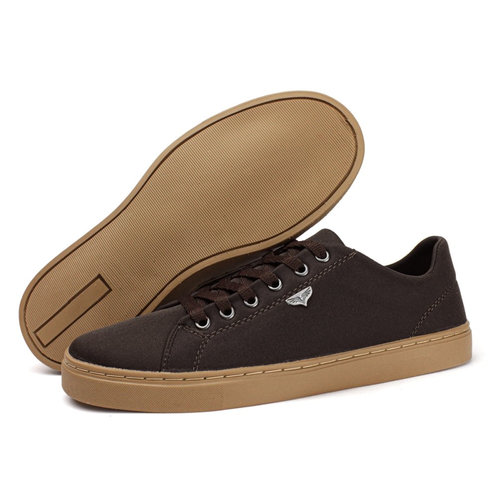 Sapatênis Casual Básico Masculino Cadarço Design Moderno Sola Reta Marrom 5
