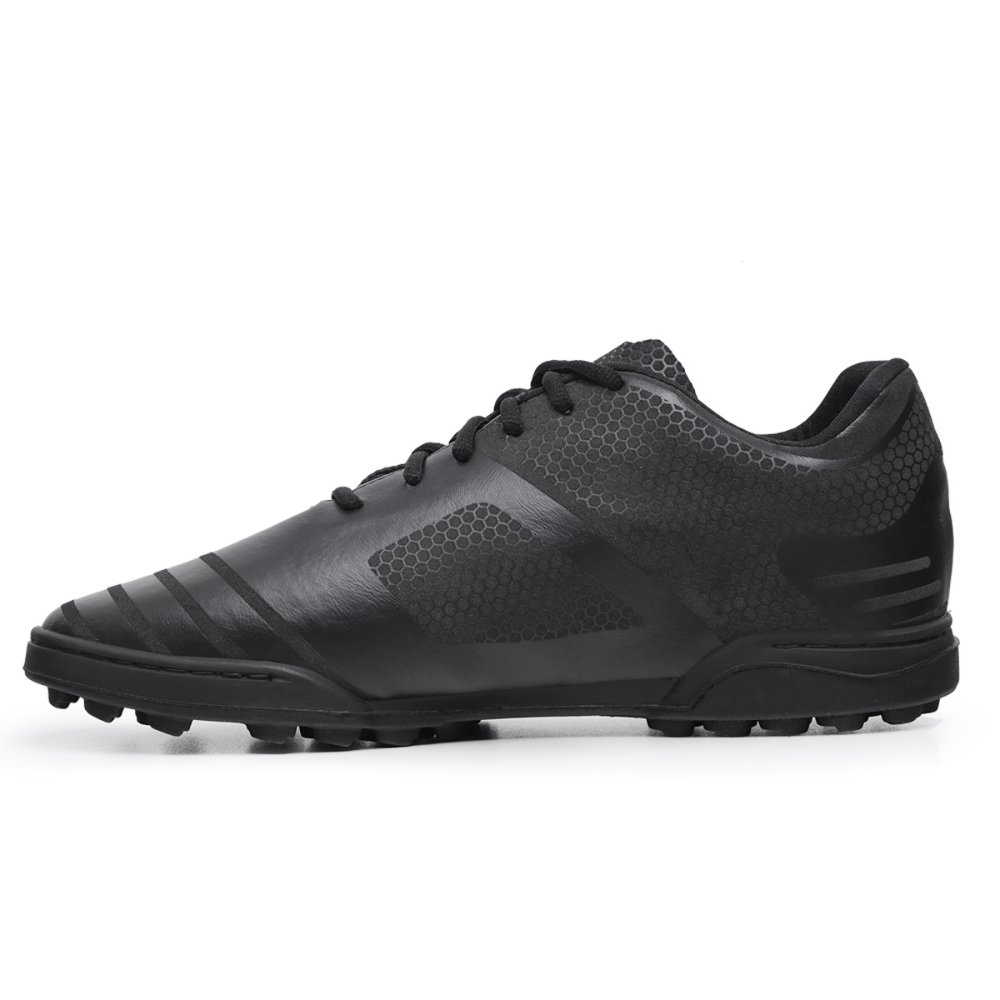 Chuteira Society Futebol Masculino Cadarço Travas Baixas Grama Preto/Dourado 4