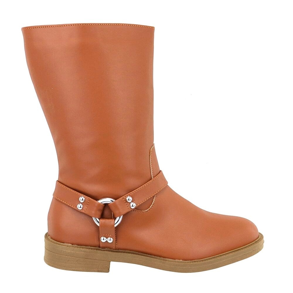 Bota Feminina Cano Médio Bota Biker Rasteira Feminina Bota Coturno Dia a Dia Caramelo 4