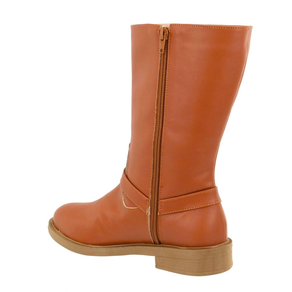 Bota Feminina Cano Médio Bota Biker Rasteira Feminina Bota Coturno Dia a Dia Caramelo 2