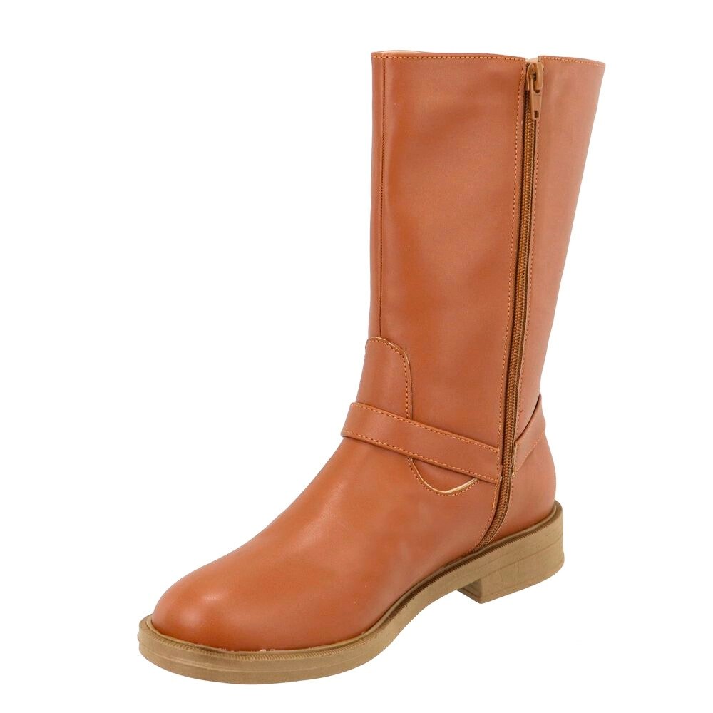 Bota Feminina Cano Médio Bota Biker Rasteira Feminina Bota Coturno Dia a Dia Caramelo 3