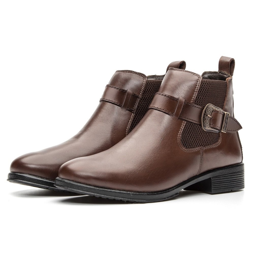 Bota Chelsea Feminina Couro Látego Confortável Cano Curto Casual