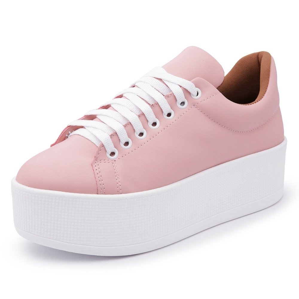 Tênis Ec Shoes Flatform Conforto Casual Feminino Rosa 1