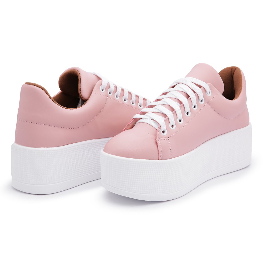 Tênis Ec Shoes Flatform Conforto Casual Feminino Rosa 2