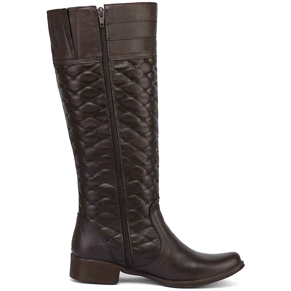 Bota Snap Shoes Montaria Ec Em Couro Detalhe Matelasse Feminino Marrom 3