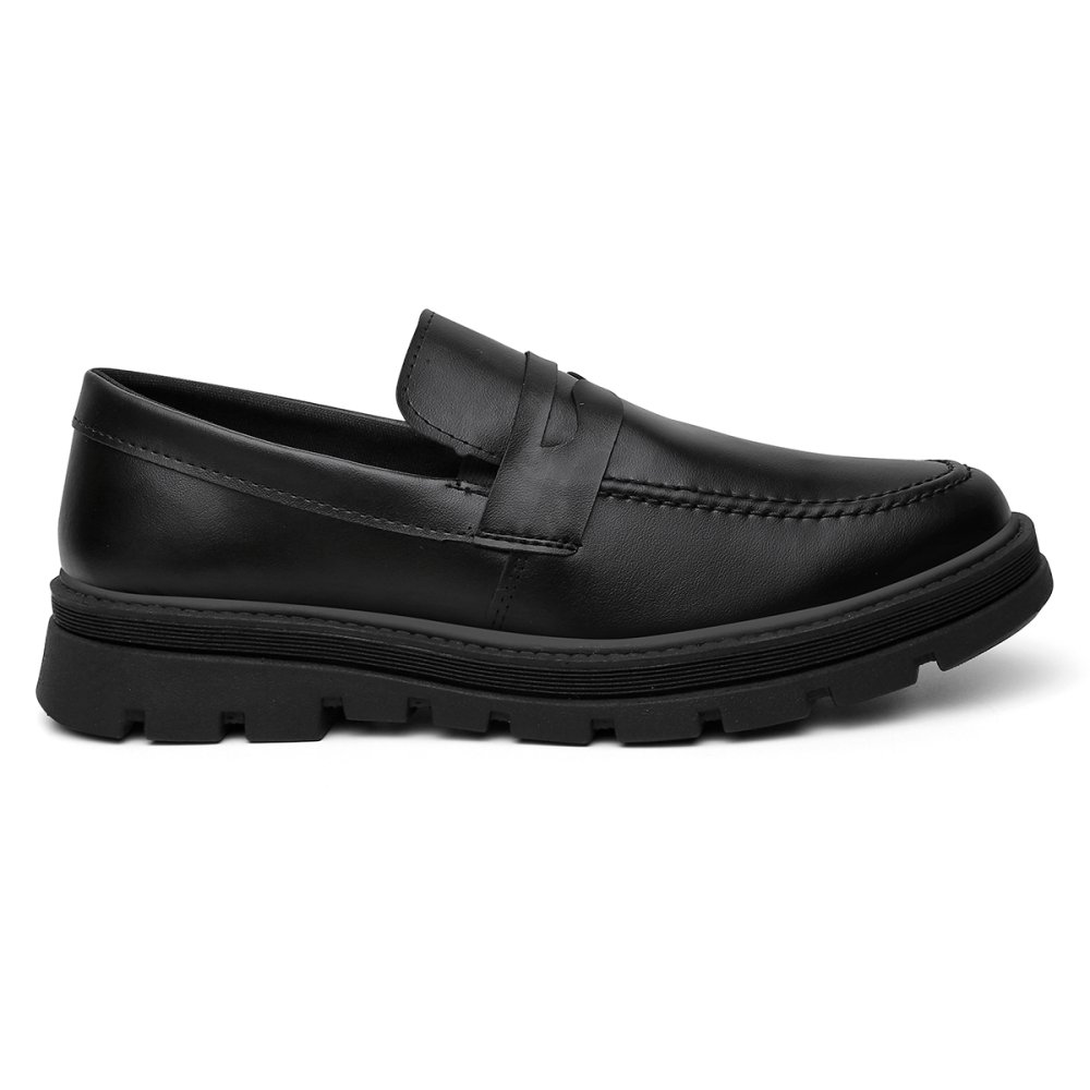 Mocassim Casual Masculino Elástico Calce Fácil Detalhe Costuma Sola Alta Tratorada Preto 4
