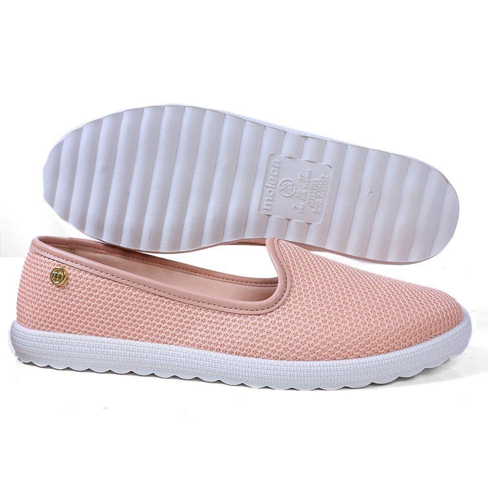 Sapatilha Feminina Moleca Slip On Calce Fácil Rosa 4