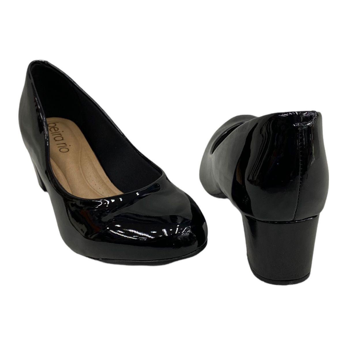 Sapato Scarpin Beira Rio Feminino Salto Blocado Preto 2