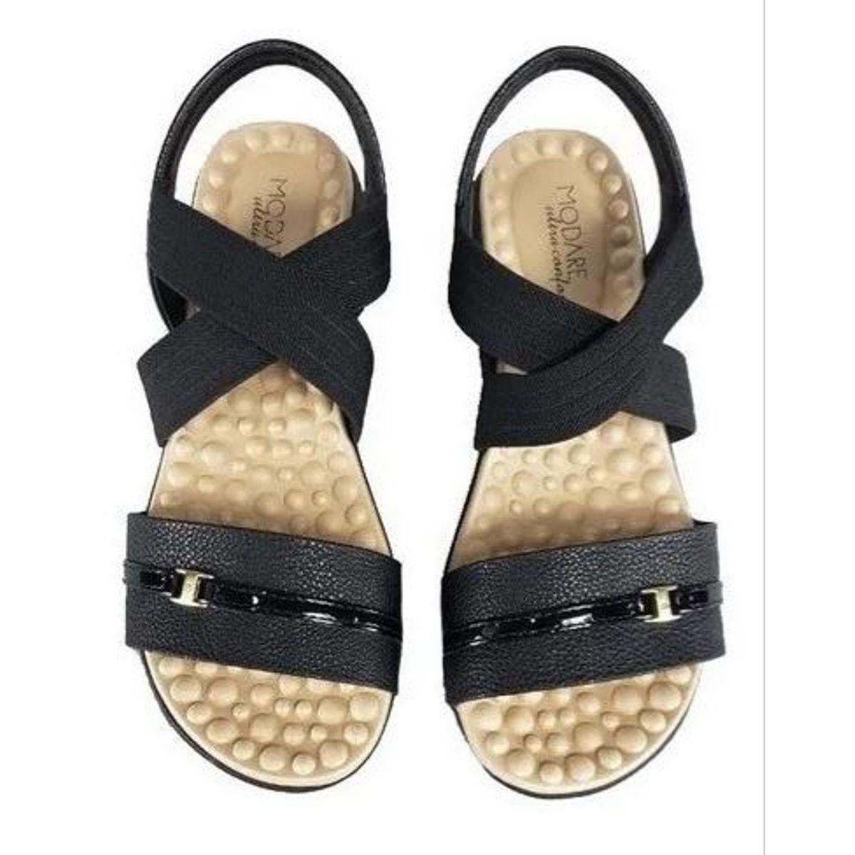 Sandália Feminina Modare Tiras Trançadas Conforto Preto 4