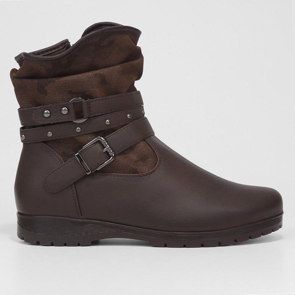 Bota Feminina Mooncity Cano Baixo Salto Baixo Marrom 2