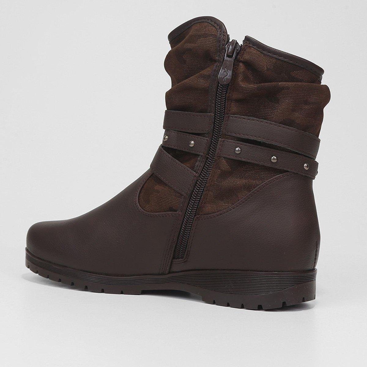 Bota Feminina Mooncity Cano Baixo Salto Baixo Marrom 5