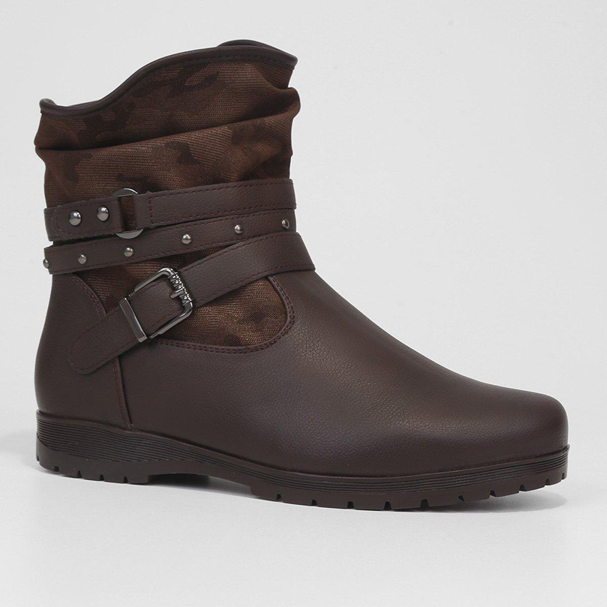 Bota Feminina Mooncity Cano Baixo Salto Baixo Marrom 2