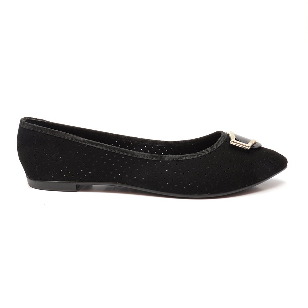 Sapatilha Feminina Moleca Bico Fino Perfuros Preto 1