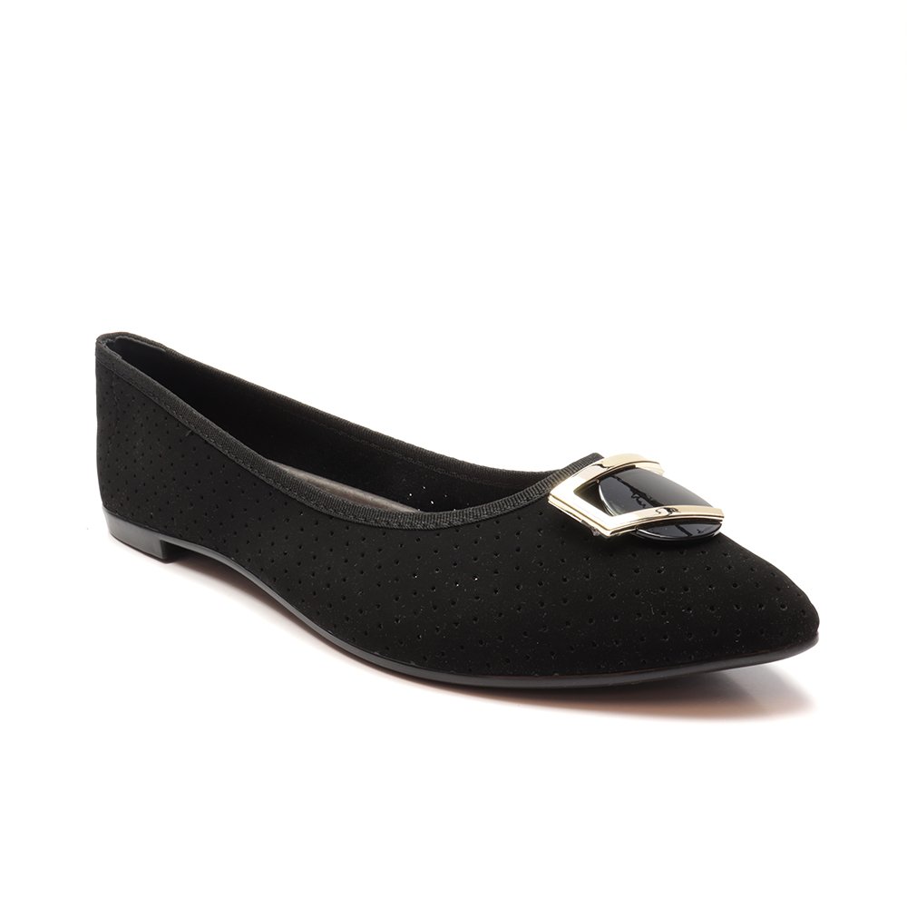 Sapatilha Feminina Moleca Bico Fino Perfuros Preto 3