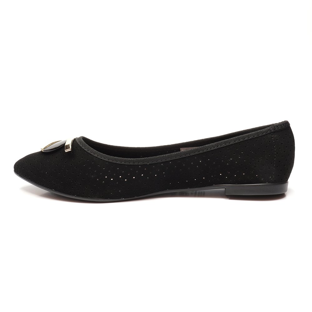 Sapatilha Feminina Moleca Bico Fino Perfuros Preto 2