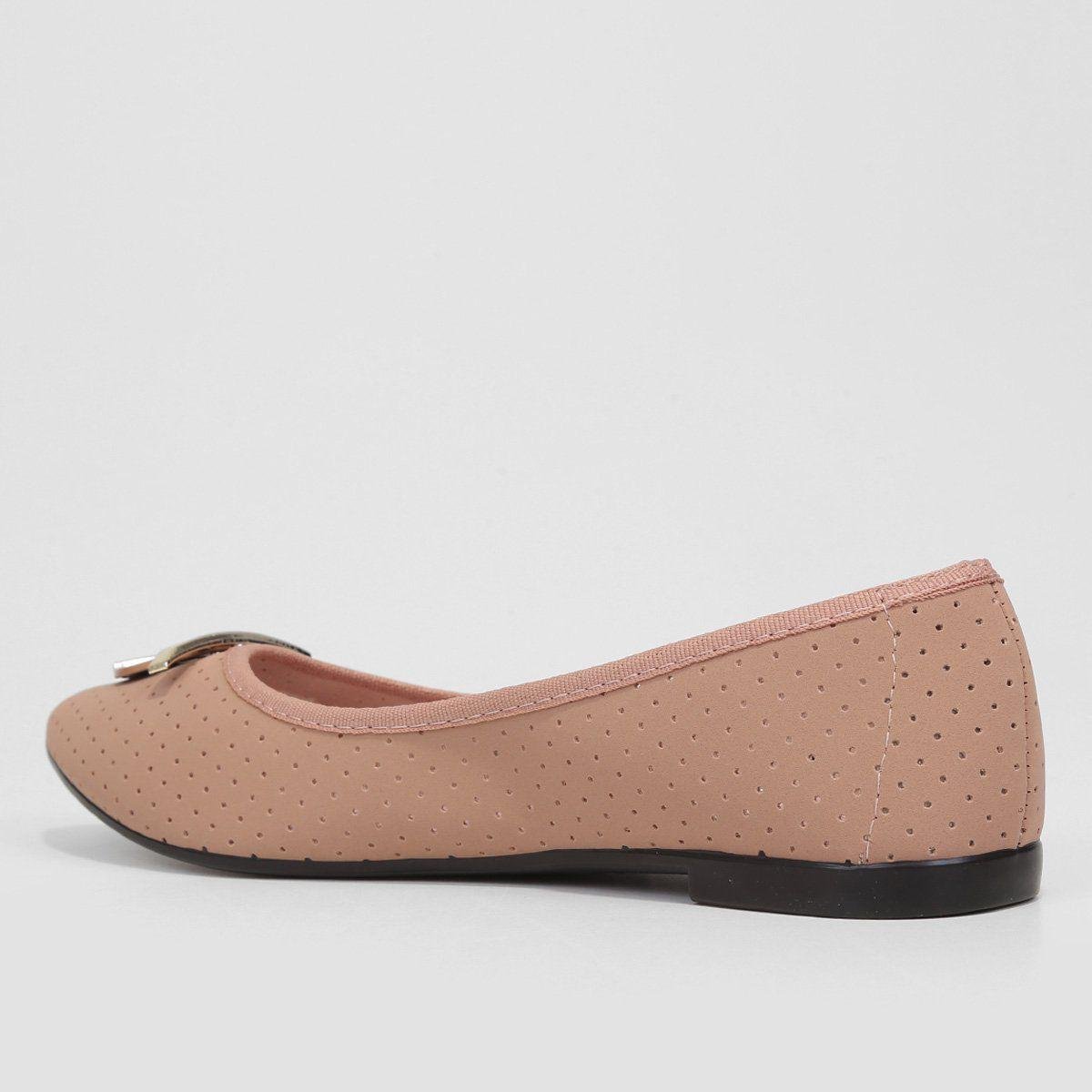 Sapatilha Feminina Moleca Bico Fino Perfuros Bege 5