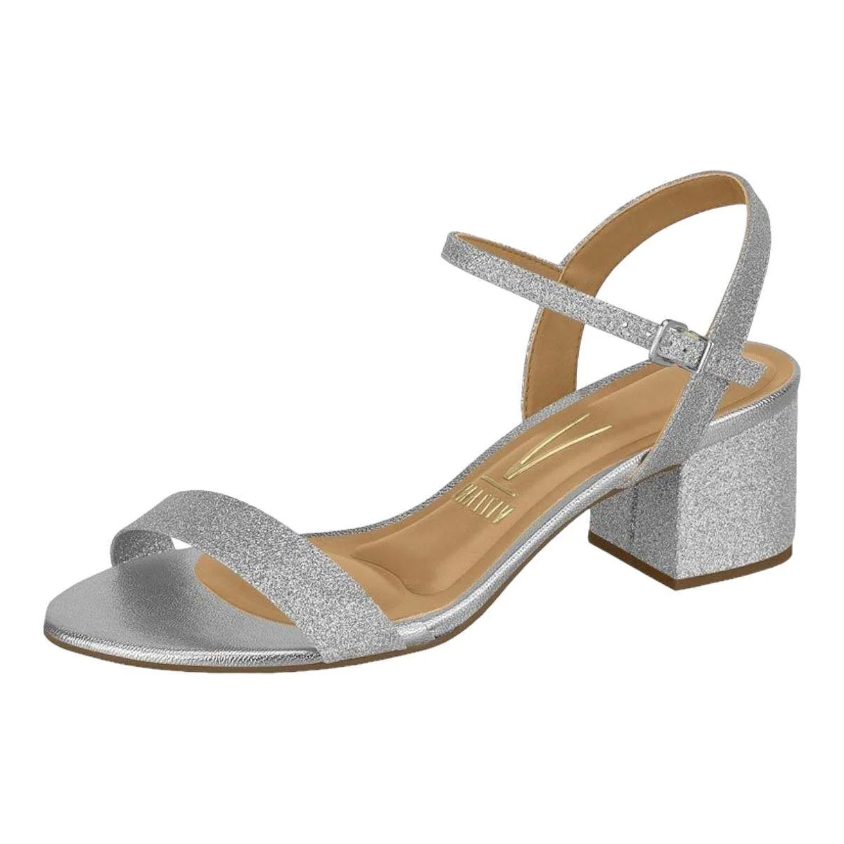 Sandália Feminina Vizzano Salto Blocado Prata 2