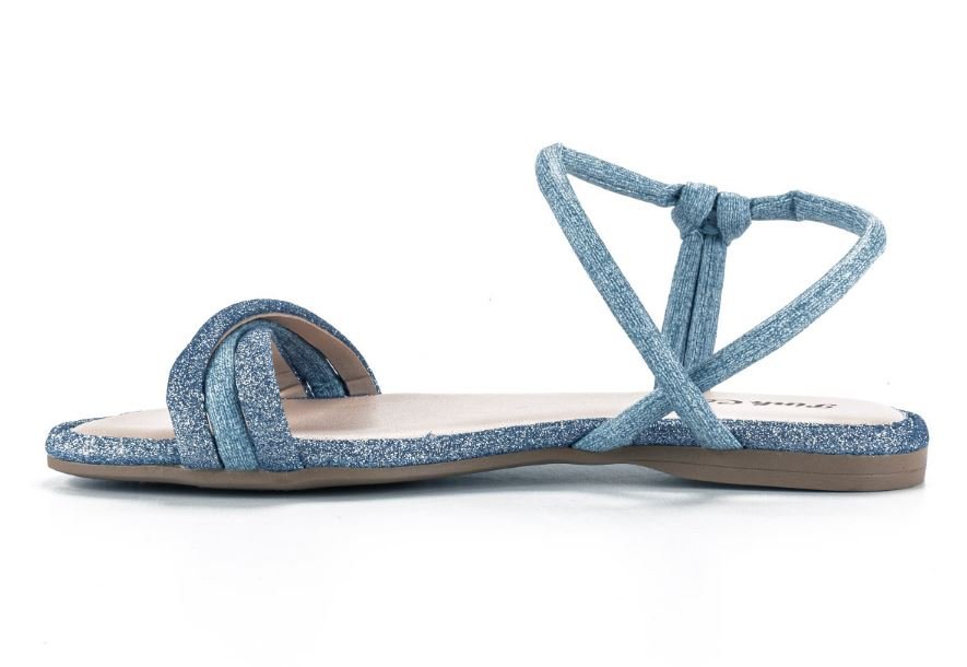 Sandália Infantil Pink Cats Rasteira Tiras Trançadas Azul 2