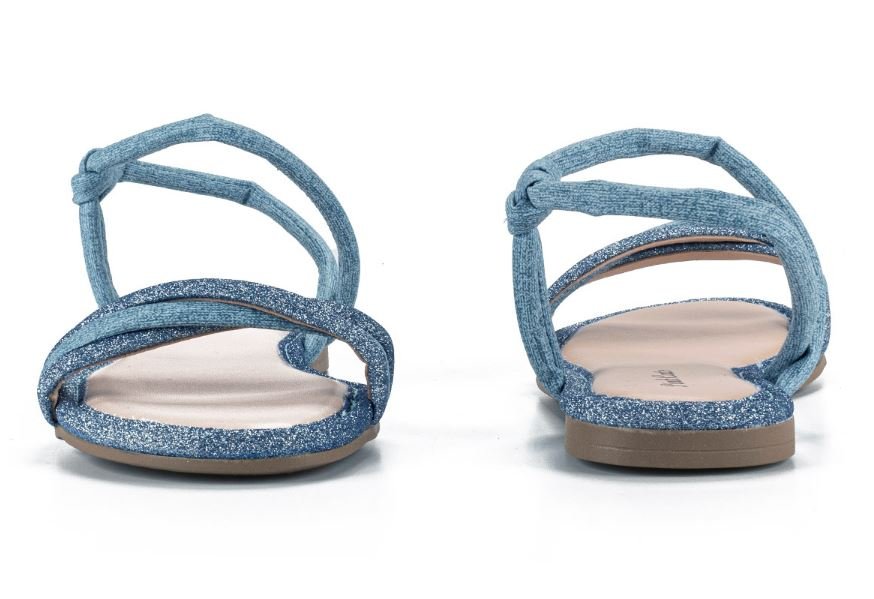 Sandália Infantil Pink Cats Rasteira Tiras Trançadas Azul 3