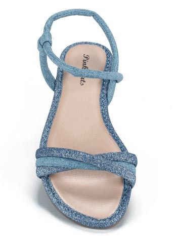 Sandália Infantil Pink Cats Rasteira Tiras Trançadas Azul 5