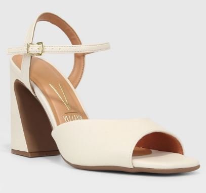 Sandália Feminina Vizzano Salto Alto Blocado Branco 2
