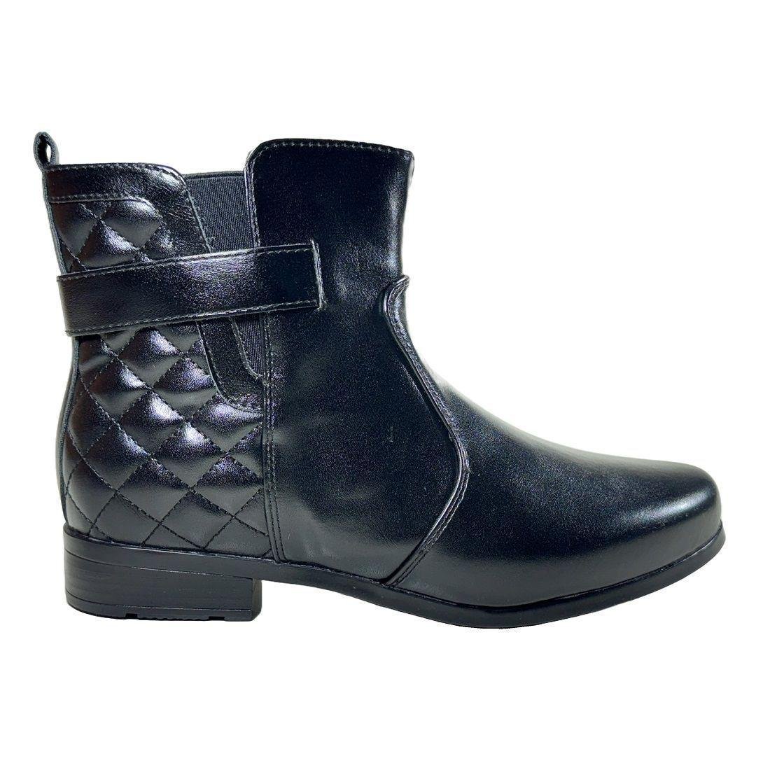 Bota Feminino Mooncity Matelasse Cano Médio Preto 1