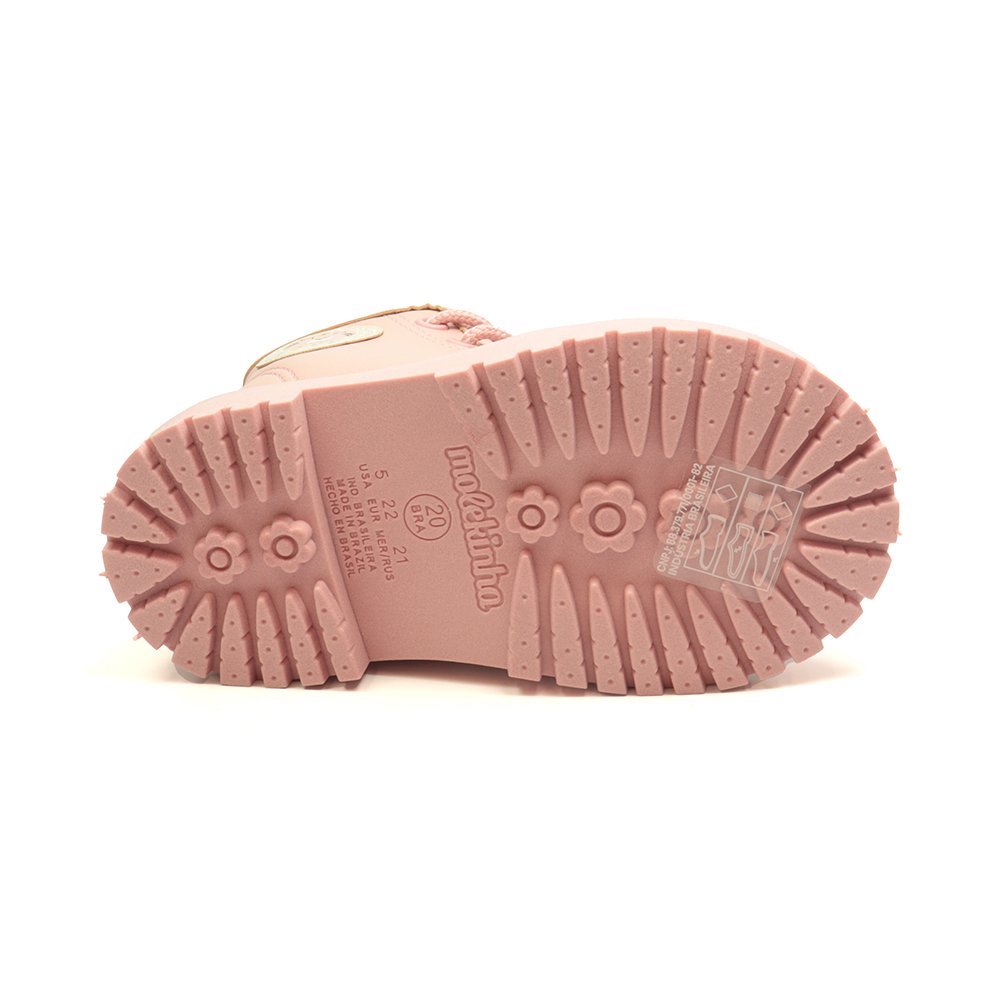 Bota Infantil Menina Molekinha Corturno Love Rosa 4