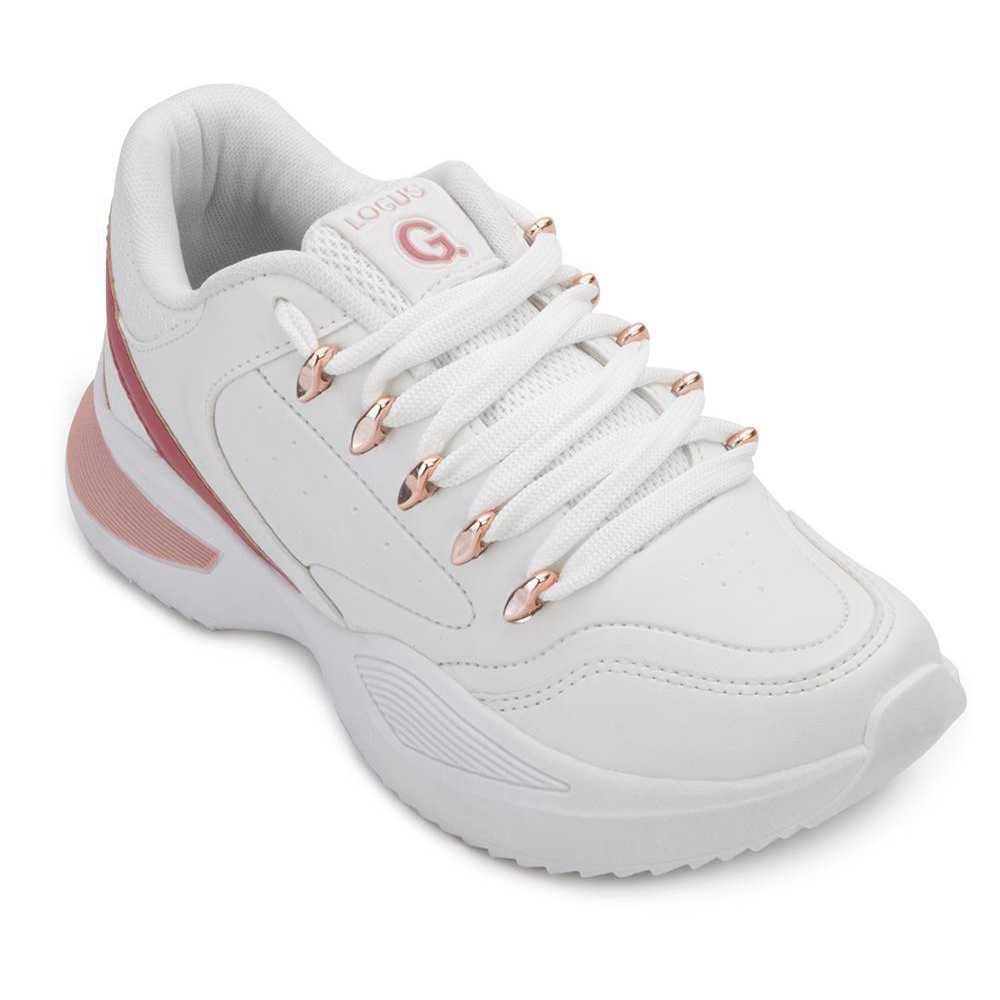 Tênis Feminino Logus Sneaker Branco/Bordô 2