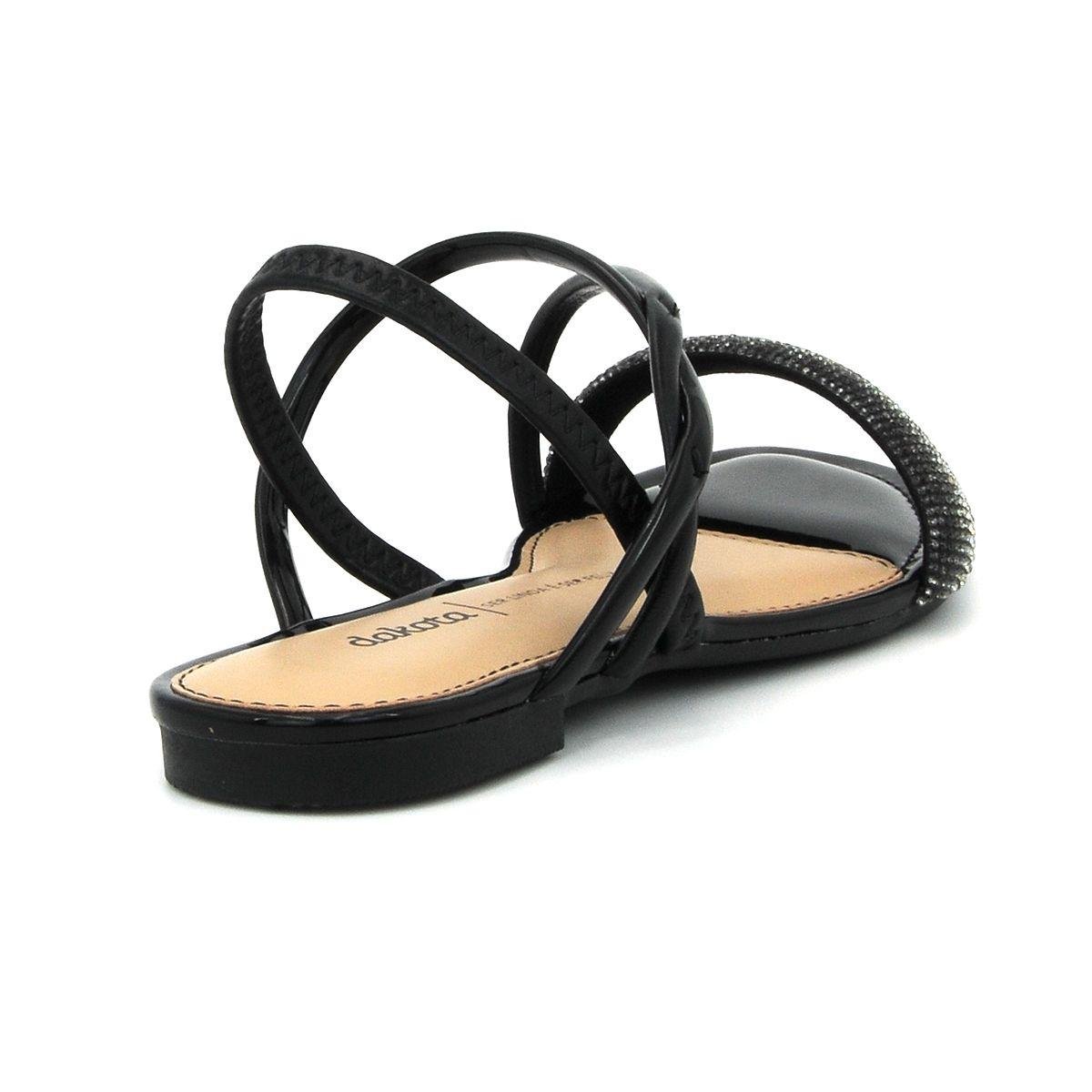 Sandália Feminina Dakota Rasteira Tiras Trançadas Preto 2