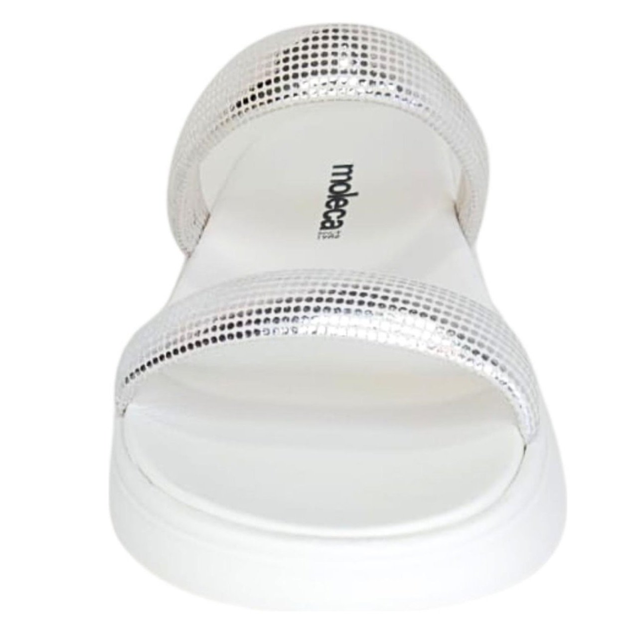 Tamanco Feminino Moleca Papete Tiras Brilho Branco 4